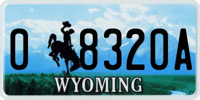 WY license plate 08320A