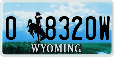 WY license plate 08320W