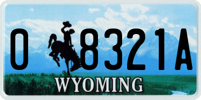 WY license plate 08321A