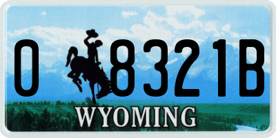 WY license plate 08321B
