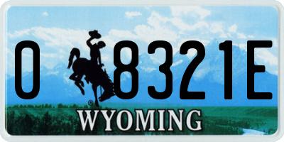 WY license plate 08321E