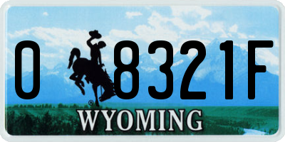 WY license plate 08321F
