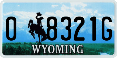 WY license plate 08321G