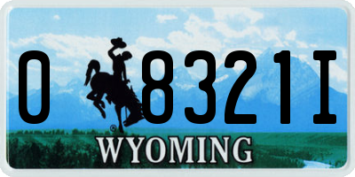 WY license plate 08321I