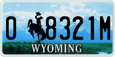 WY license plate 08321M