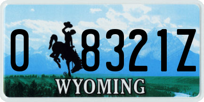 WY license plate 08321Z