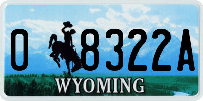 WY license plate 08322A