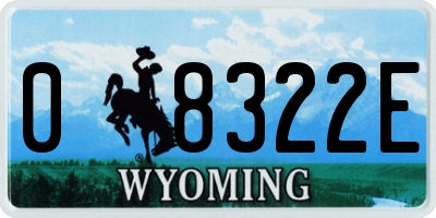 WY license plate 08322E