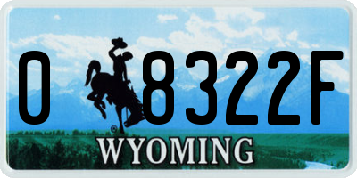 WY license plate 08322F