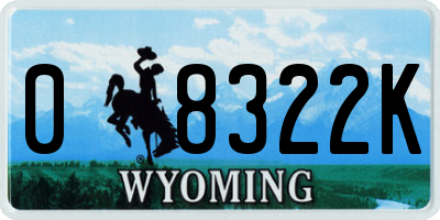 WY license plate 08322K