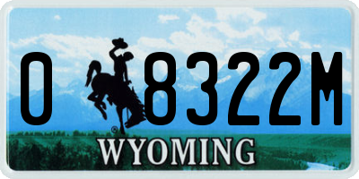 WY license plate 08322M