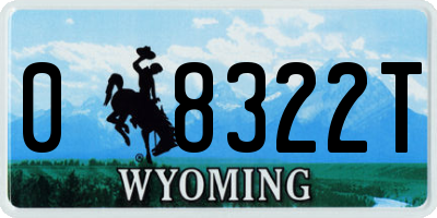 WY license plate 08322T