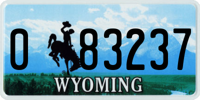 WY license plate 083237
