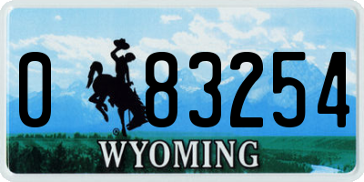 WY license plate 083254