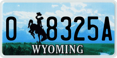 WY license plate 08325A