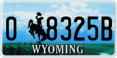WY license plate 08325B