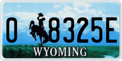 WY license plate 08325E