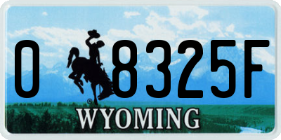 WY license plate 08325F