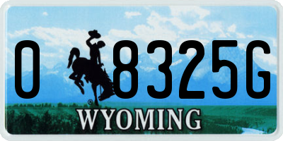 WY license plate 08325G