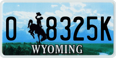 WY license plate 08325K