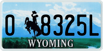 WY license plate 08325L