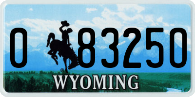 WY license plate 08325O