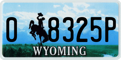 WY license plate 08325P