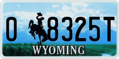 WY license plate 08325T