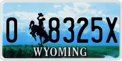 WY license plate 08325X