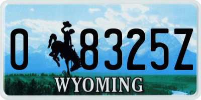 WY license plate 08325Z