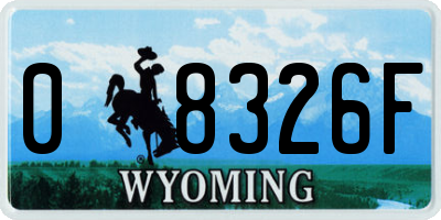 WY license plate 08326F