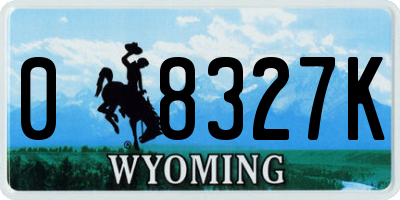 WY license plate 08327K
