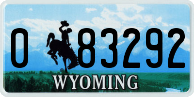 WY license plate 083292