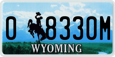 WY license plate 08330M