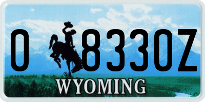 WY license plate 08330Z