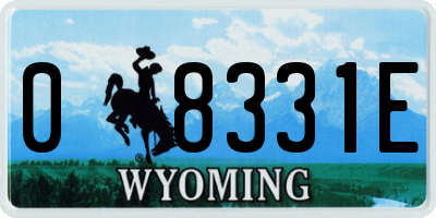 WY license plate 08331E