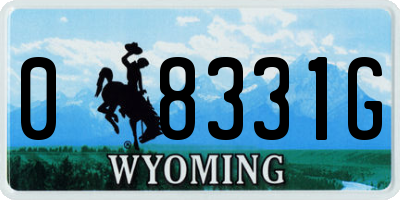 WY license plate 08331G