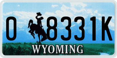 WY license plate 08331K