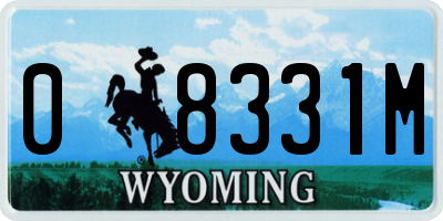 WY license plate 08331M