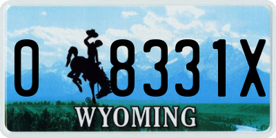 WY license plate 08331X