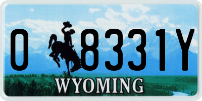 WY license plate 08331Y
