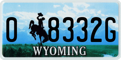 WY license plate 08332G