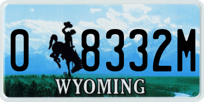 WY license plate 08332M