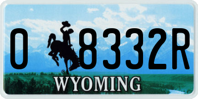 WY license plate 08332R
