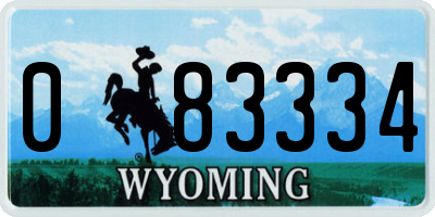 WY license plate 083334