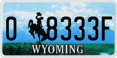 WY license plate 08333F