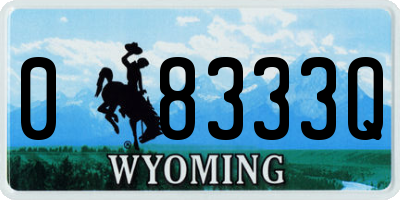 WY license plate 08333Q