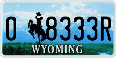 WY license plate 08333R
