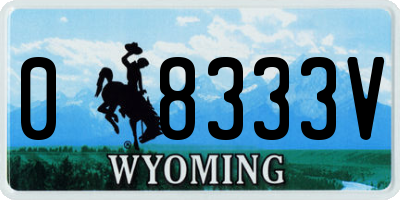 WY license plate 08333V