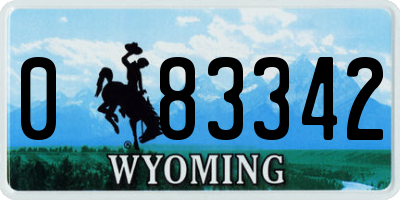 WY license plate 083342
